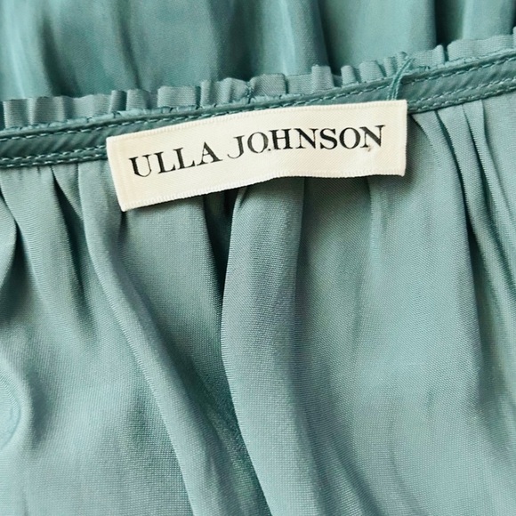 Ulla Johnson Gemma Teal Satin Long Sleeve Mini Dress - Picture 5 of 5